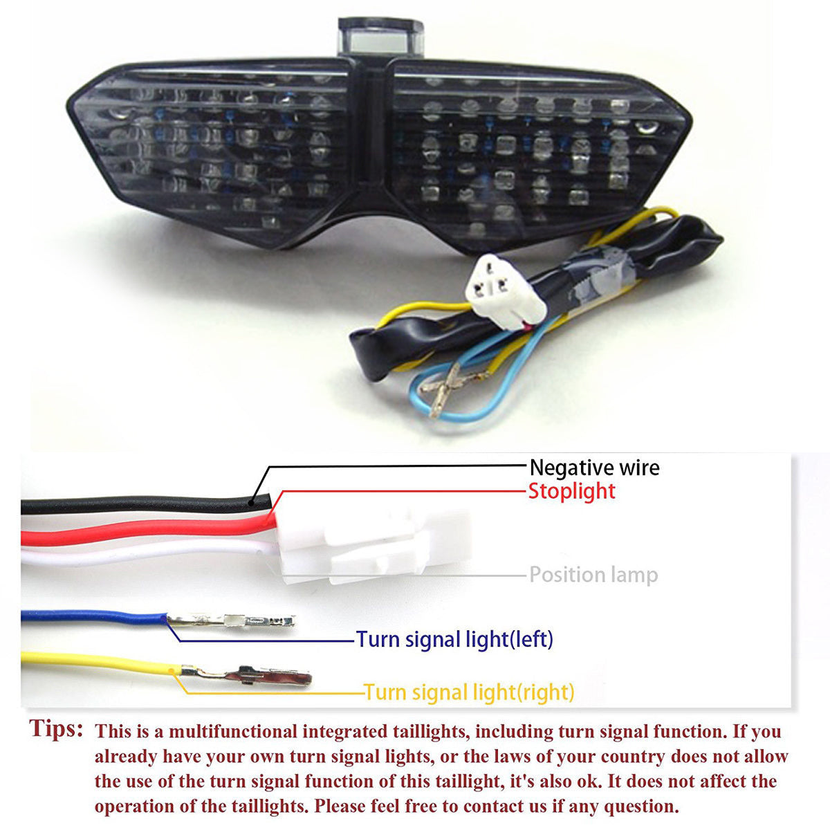 2003-2005 Yamaha YZF R6 YZF R6S Integrated LED TailLight Turn Signals Smoke