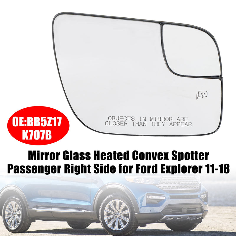 Ford Explorer 11-18 Espejo de vidrio calefaccionado Convexo Spotter lado derecho del pasajero para