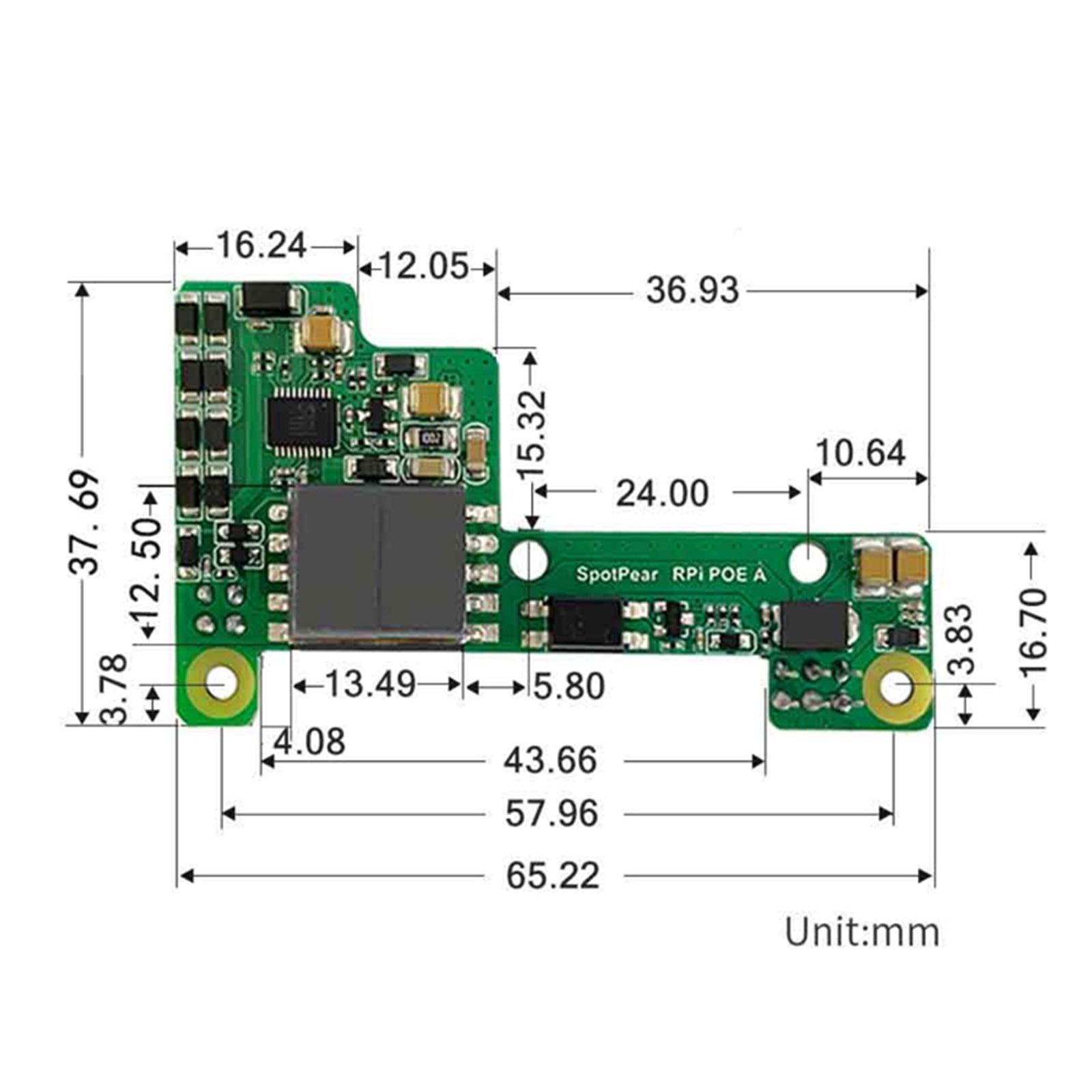 Raspberry Pi Poe Ethernet Power Supply Expansion Module Supports 3B+/4B with Fan