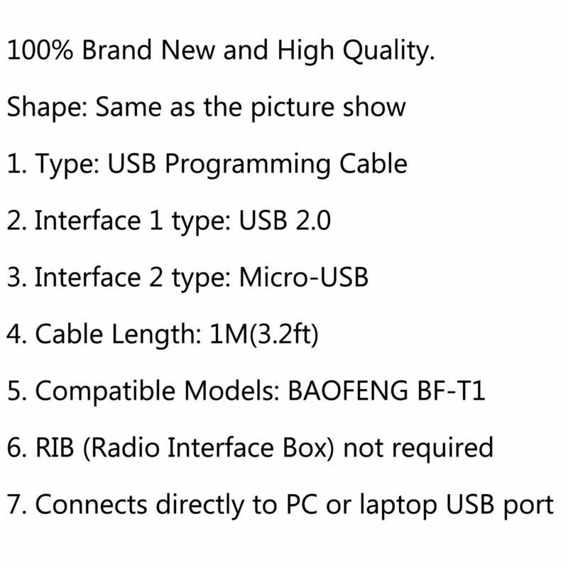 برمجة لاسلكي تخاطب USB راديو كابل المحمول ل BAOFENG BF-T1 Mini