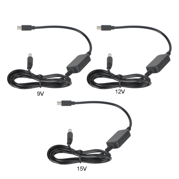 Adaptador de voltios USB a 9/12/15V 5,5 mm * 2,5 mm 1 m 39,37 pulgadas Cable de cargador PD
