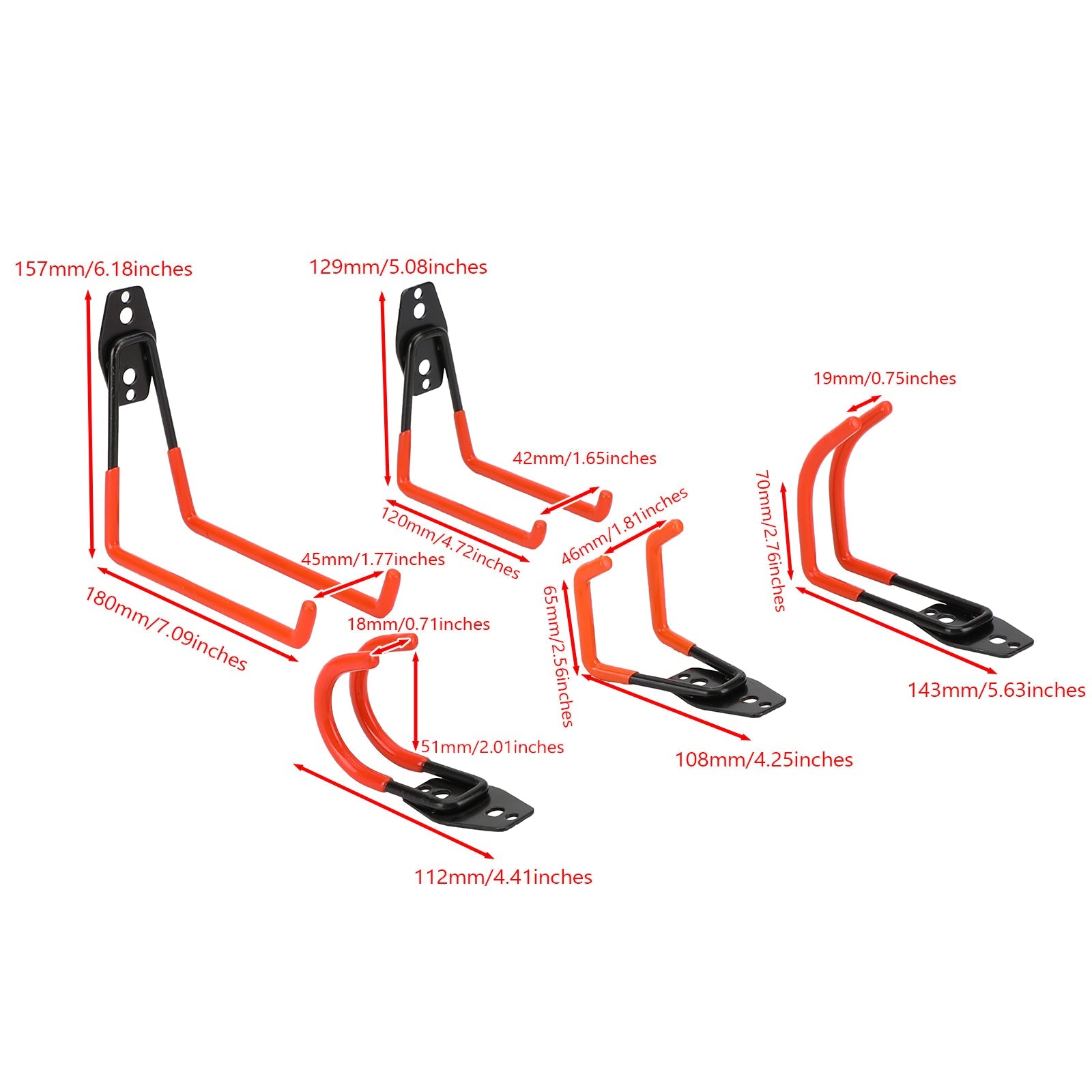 5 قطع من خطافات التخزين شديدة التحمل وأدوات تنظيم المرآب على الحائط المزدوج