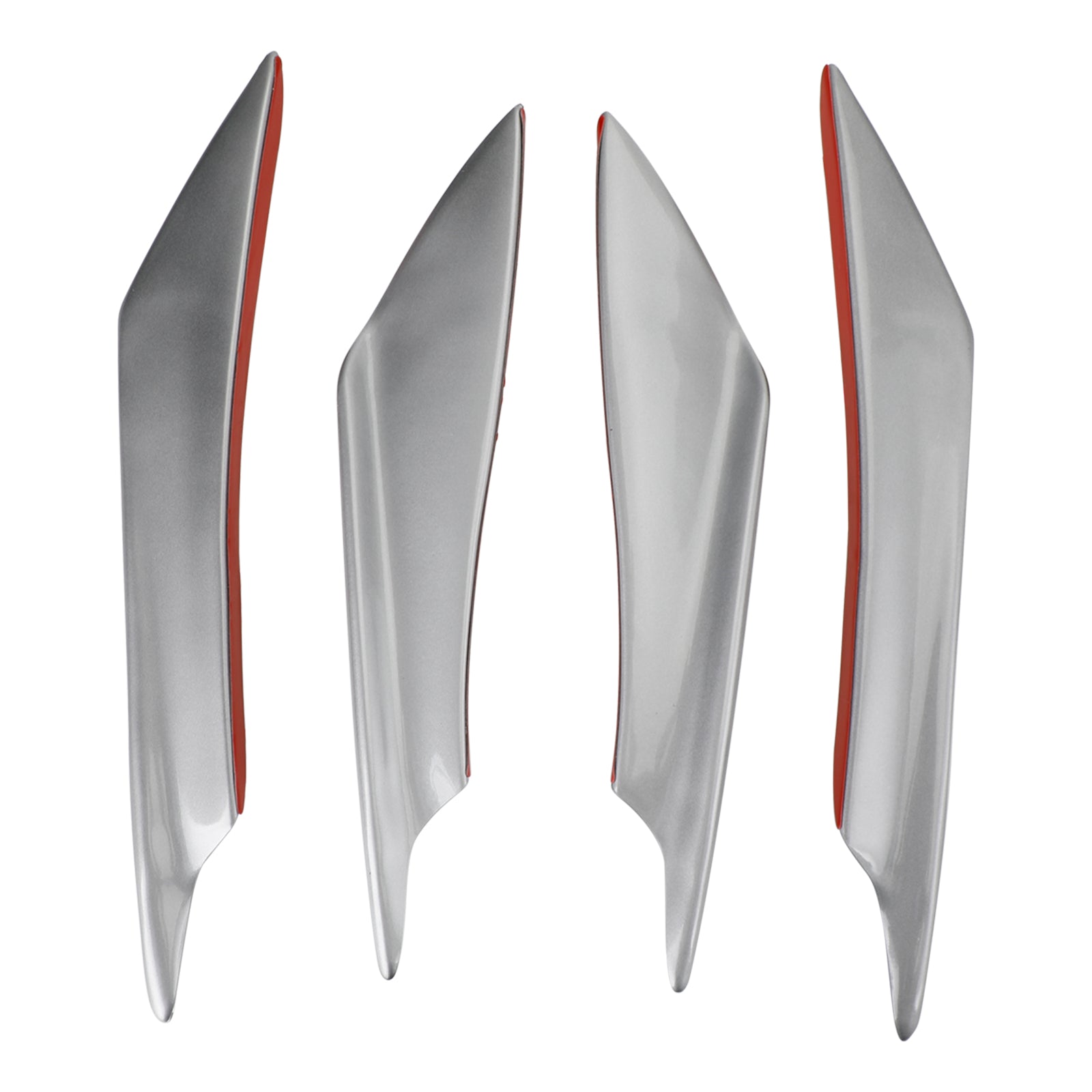 4pcs Universal Car Front Bumper Fins Body Splitter Spoiler Canards Silver