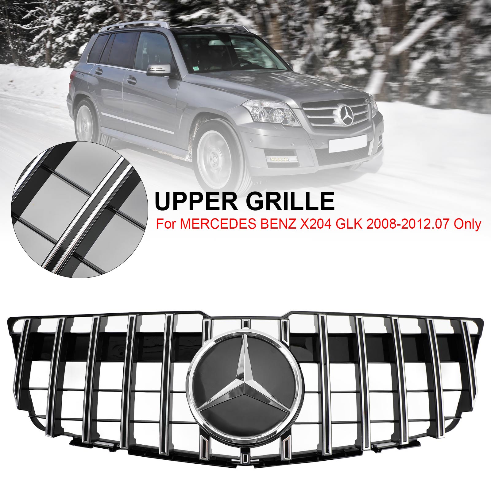 2008-2012 مرسيدس بنز GLK X204 المصد الأمامي العلوي لشبكة الشواية GT Style