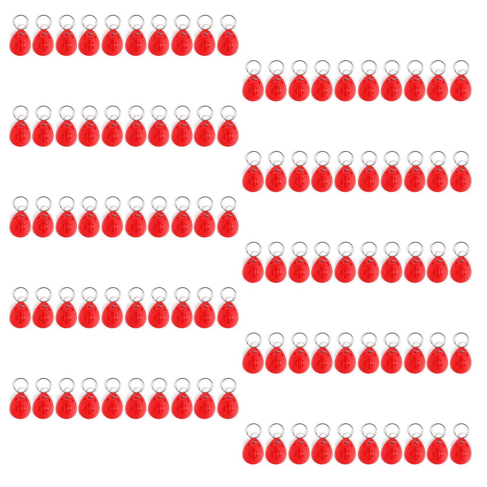 100 قطعة من رموز RFID القابلة للقراءة 125 كيلو هرتز EM4100 علامات بطاقة الهوية مفتاح سلسلة بطاقة الوصول باللون الأحمر