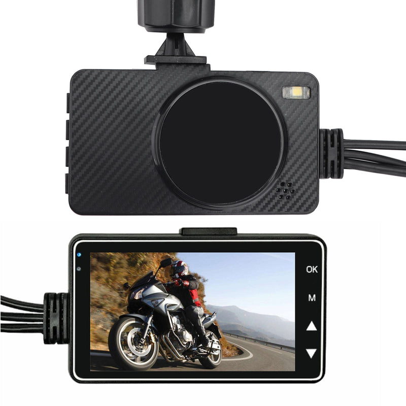 Grabador de vídeo DVR con cámara de acción dual resistente al agua de 3" y 140° para motocicleta IP68