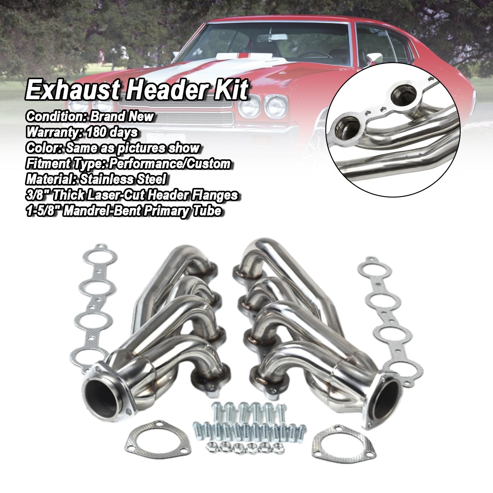 Header Manifold Exhaust Fit Chevrolet Chevelle Camaro LS1 LS2 LS3 LS6 LS7 Shorty