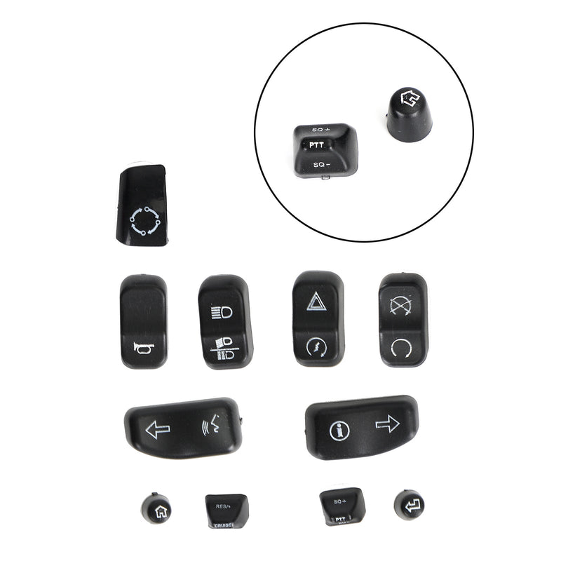 11Pcs Hand Control Switch Button Covers Fits For Glide Road King Models 14-19 Generic