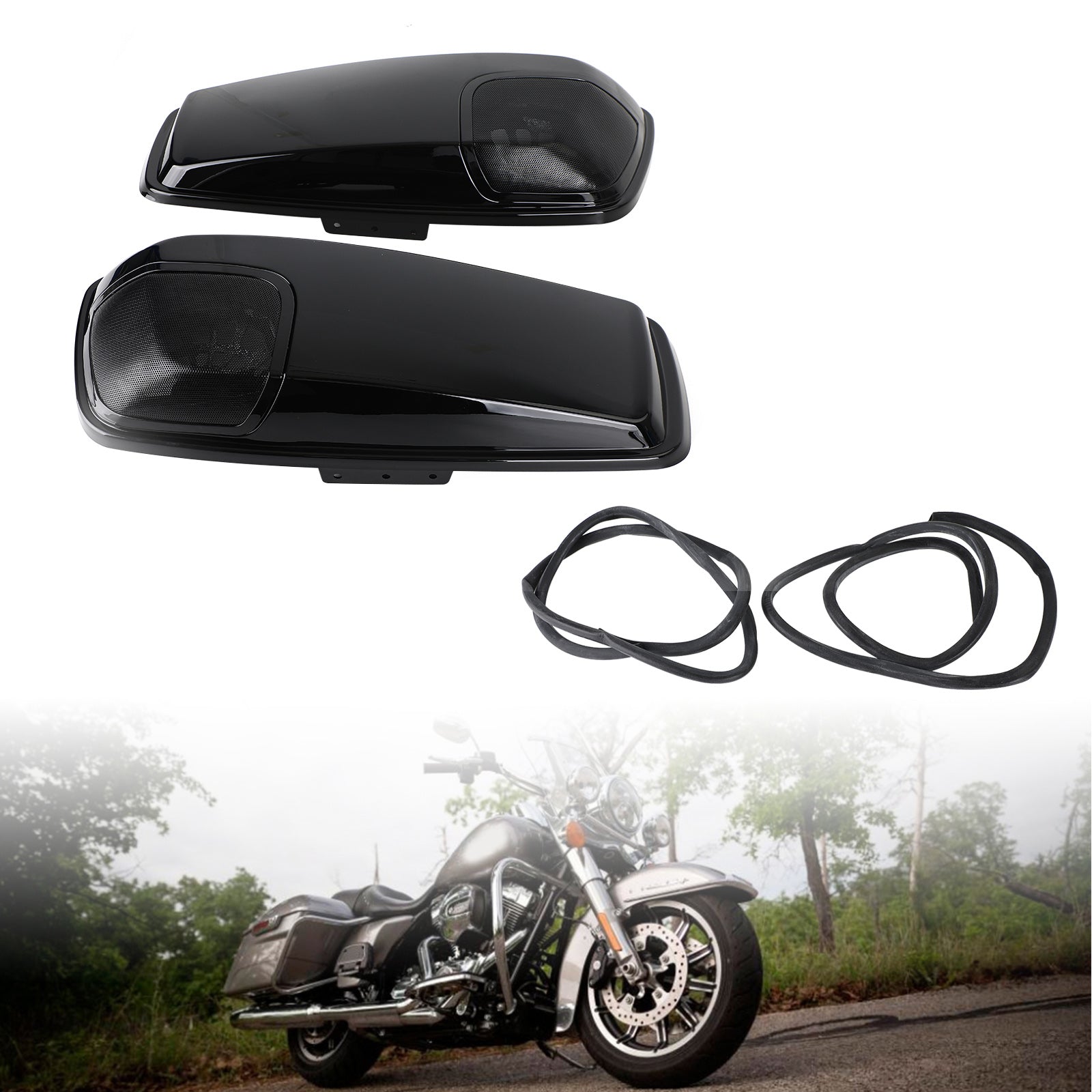 5 x 7 tapas de bocinas Vivid Black para Touring Saddlebag 2014-2020 Street Glide CVO Generic