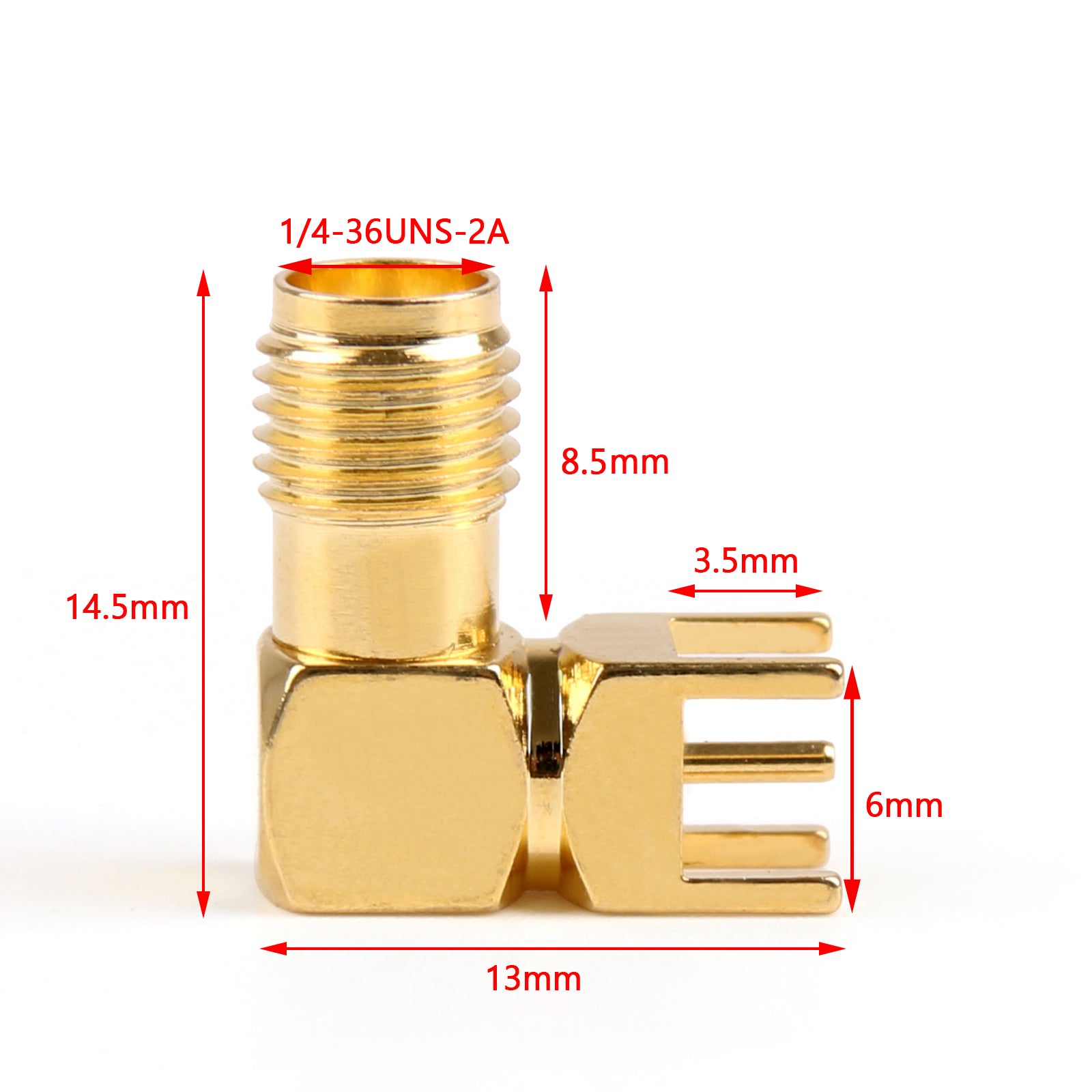 10 قطعة مطلية بالذهب SMA أنثى الزاوية اليمنى لحام PCB جبل RF موصل 14.5 مللي متر