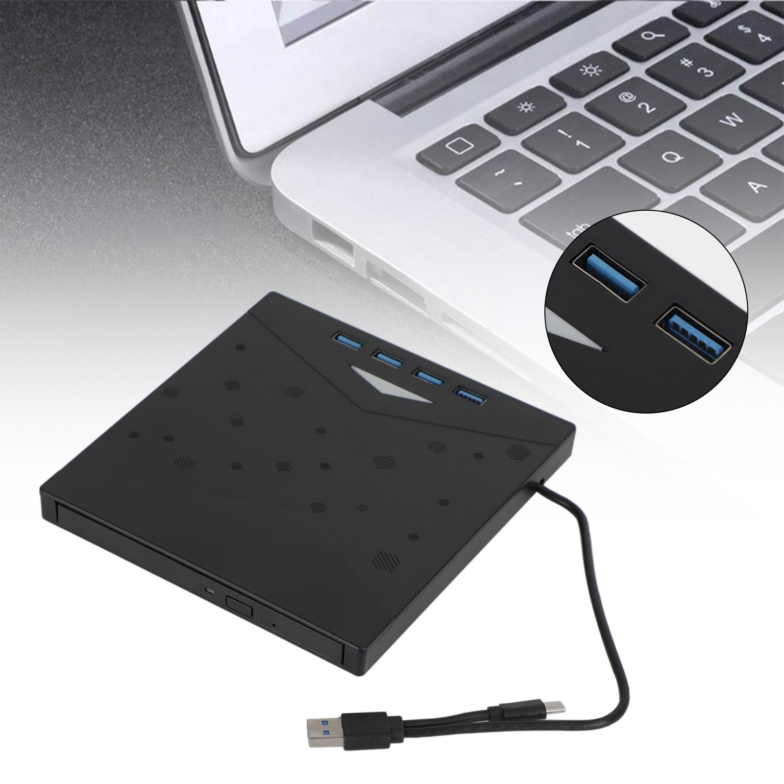 External CD/DVD Drive for Laptop 7 in 1 USB 3.0 DVD Player Portable 7 in 1 External CD/DVD Burner Drive USB 3.0 Type-c Type A CD-ROM Laptop