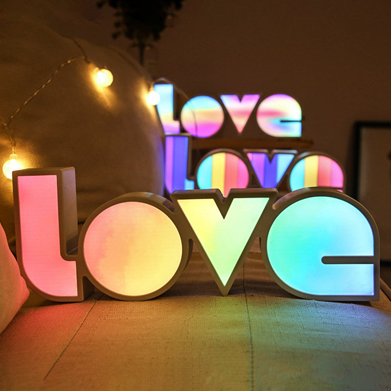LED Rainbow Neon Sign Light 3D LOVE Luz de noche junto a la cama Decoración para banquete de boda