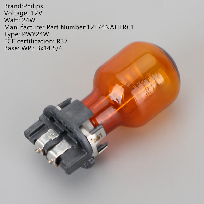 Para bombillas auxiliares estándar de coche Philips 12174NAHTRC1 PWY24W 12V24W WP3.3x14.5/4 genérico