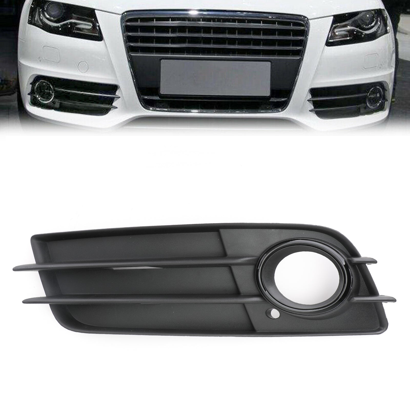 Left Side Matte Black Fog Light Grill S-Line Bumper For AUDI A4 B8 2008-2012 Generic