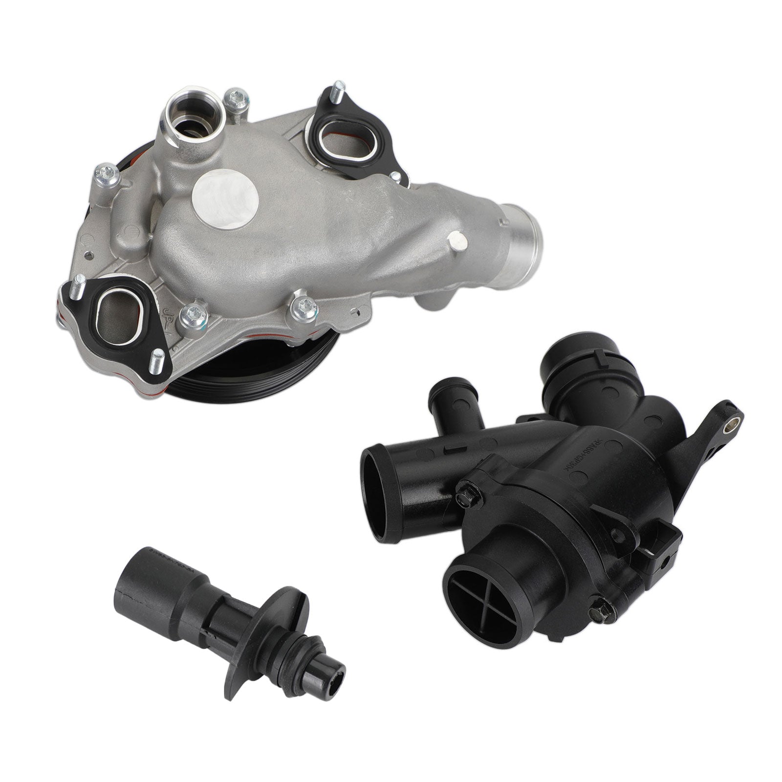 Jaguar 2011 - 2015 XJ Water Pump w/ Bolts Gaskets Connector + Thermostat Kit