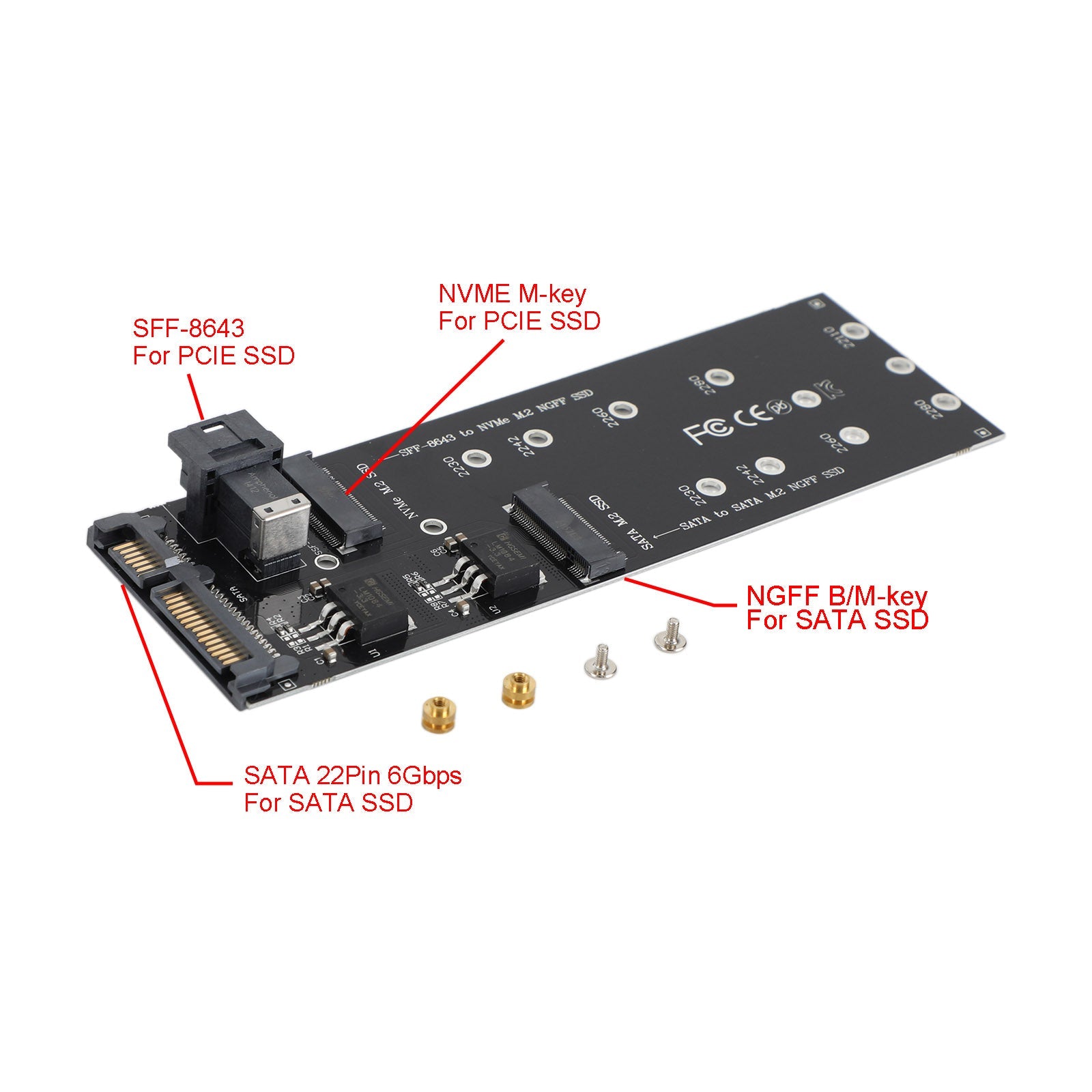 Disco duro M2 SFF-8643 a U2 NGFF M-Key a HD SAS NVME PCIe SSD Adaptador SATA