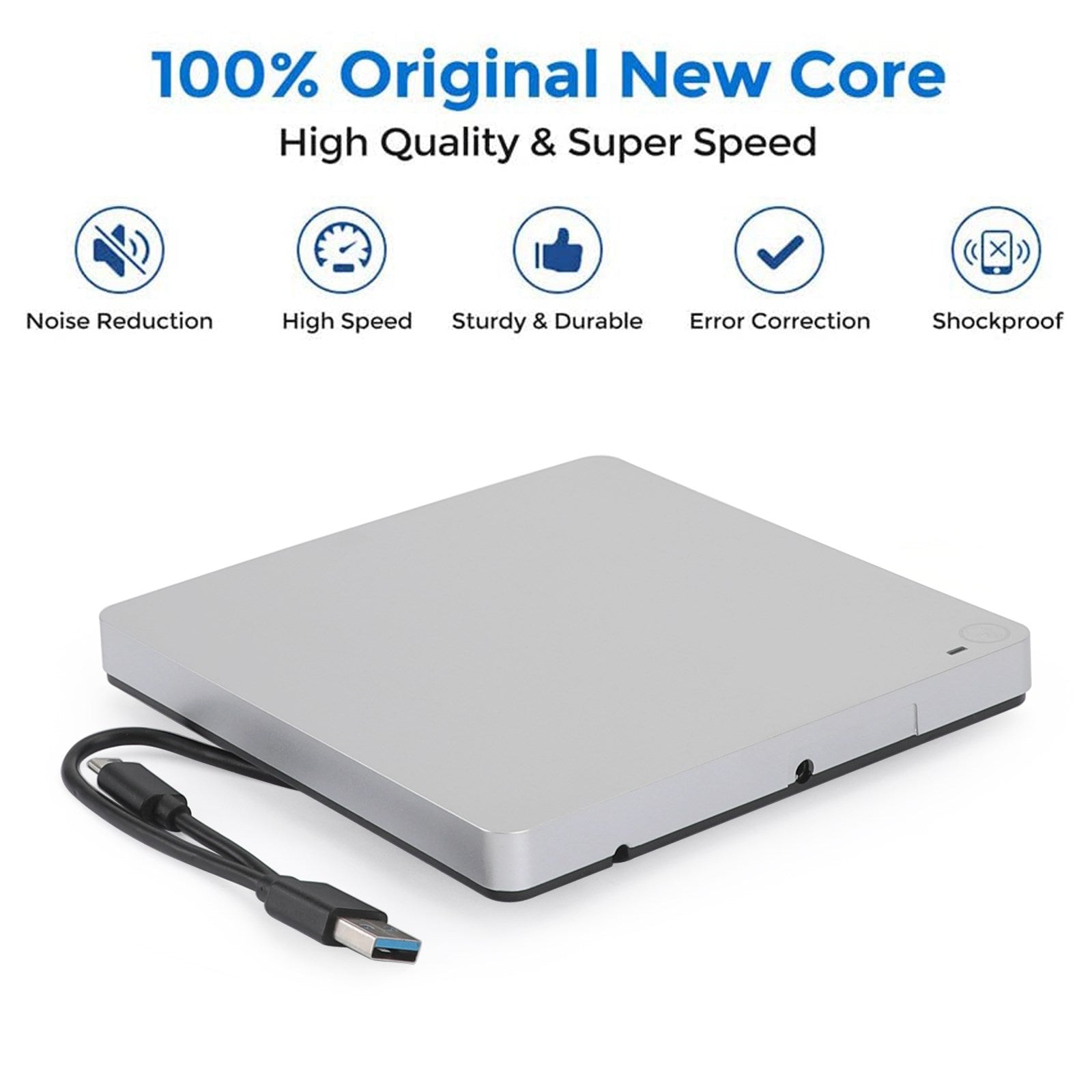 Slot-in External CD/DVD Drive USB 3.0 Player Burner Writer for Laptop PC Mac