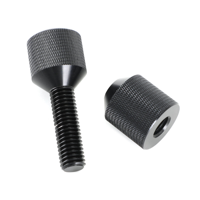 1-1/8" Two Hole Pins Small Aluminum Knurled W/ Removable Threads Black