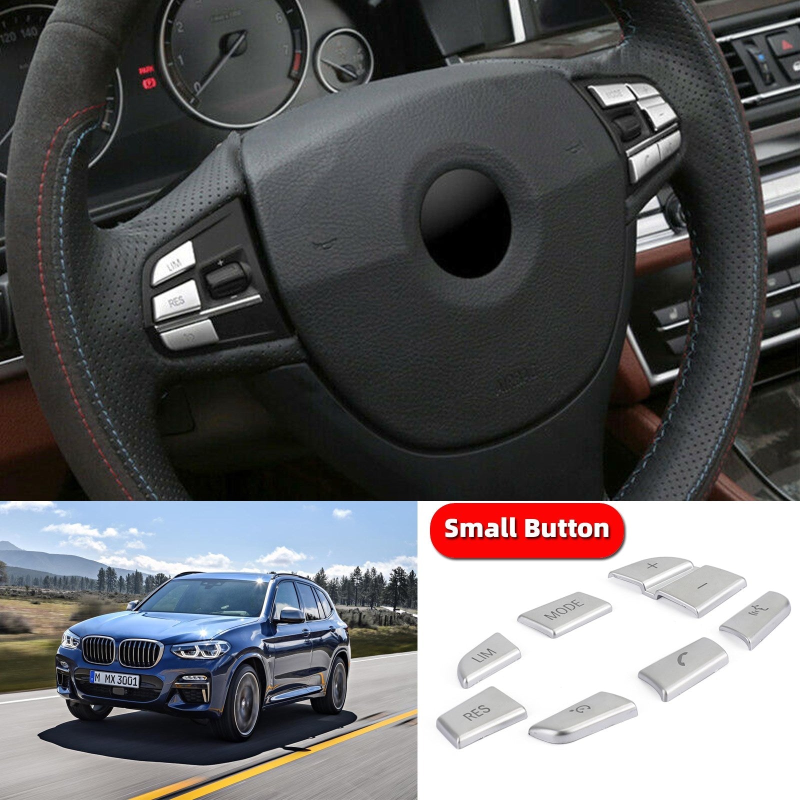 7x Inner Steering Wheel Button Trim Cover Fit For BMW X3 F25???11-17??X4 F26???14-17?? Generic