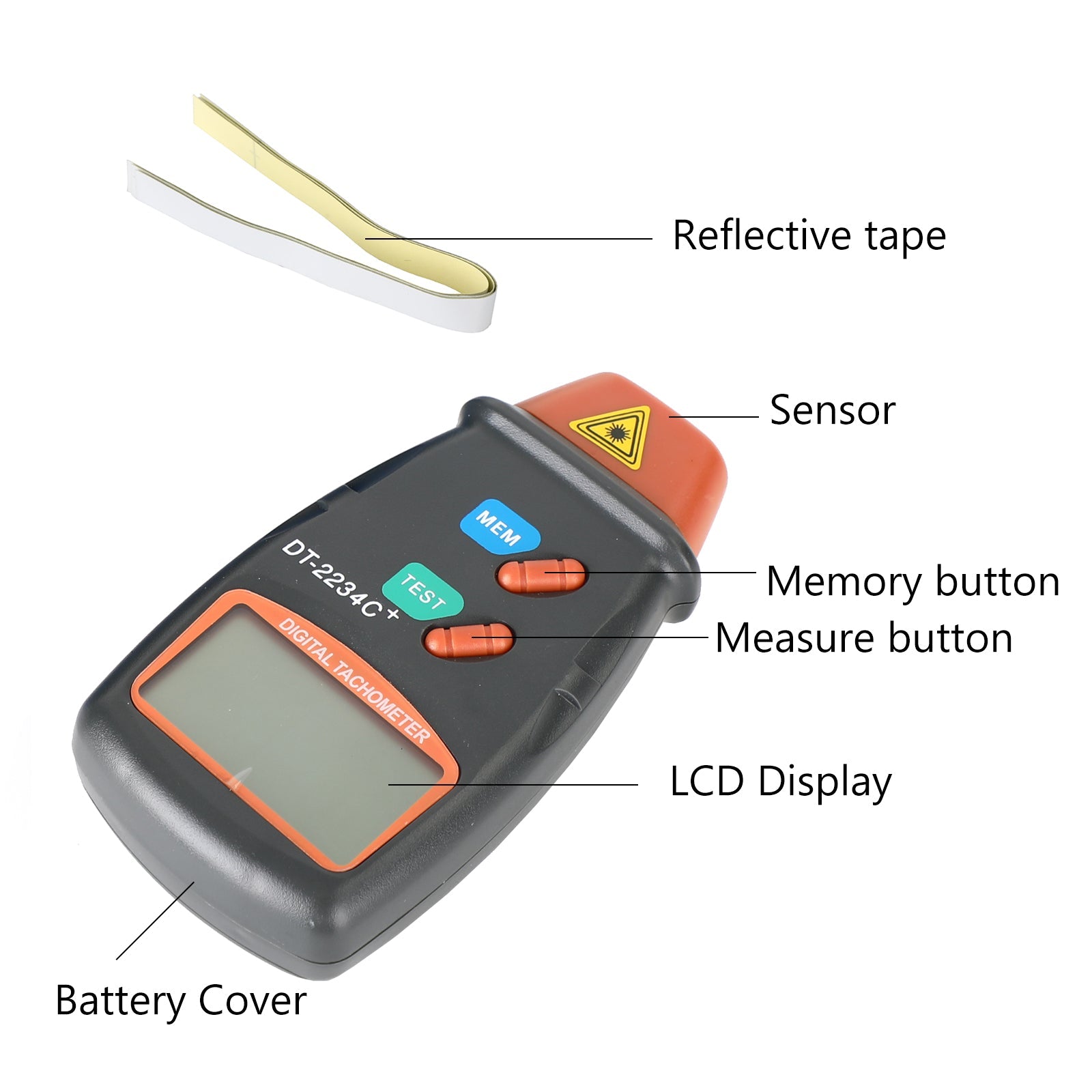 Digital Tachometer Non Contact Laser Photo Tach RPM Tester Handheld Gauge Tool