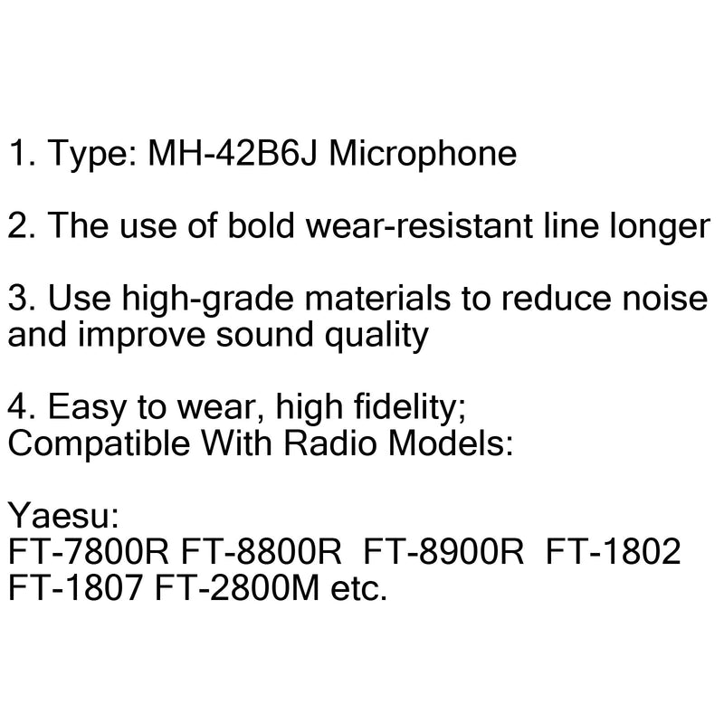 MH-42B6J DTMF Microphone For Yaesu FT-1807M FT-1900R FT-2600 FT-2800 Radio