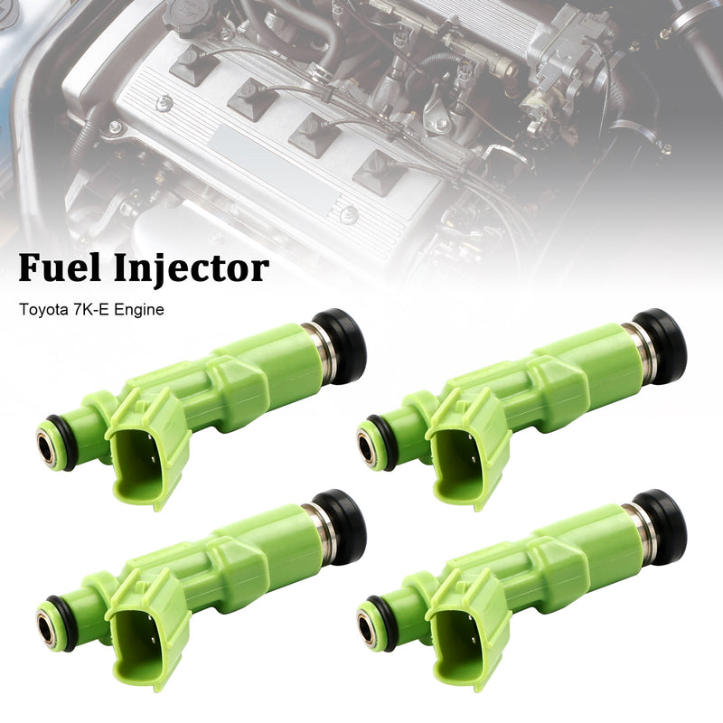 4 Uds inyector de combustible 23250-13030 compatible con motor Toyota 7K-E 23209-13030