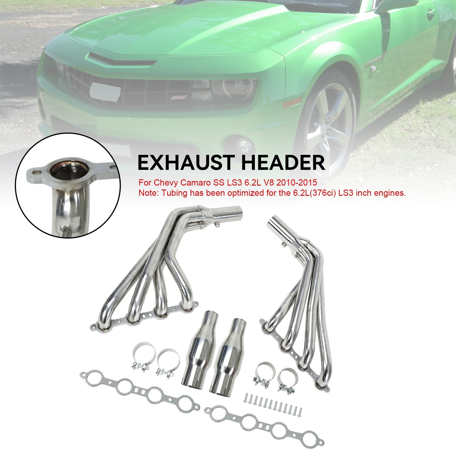 Long Tube Stainless Manifold Headers Fit Chevrolet Camaro SS LS3 6.2L V8 2010-2015