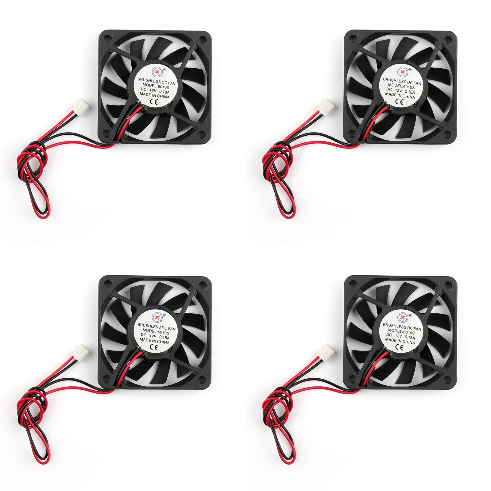 4Pcs DC Brushless Cooling Fan 12V 0.18A 6010s 60x60x10mm 2 Pin CUP Computer Fan