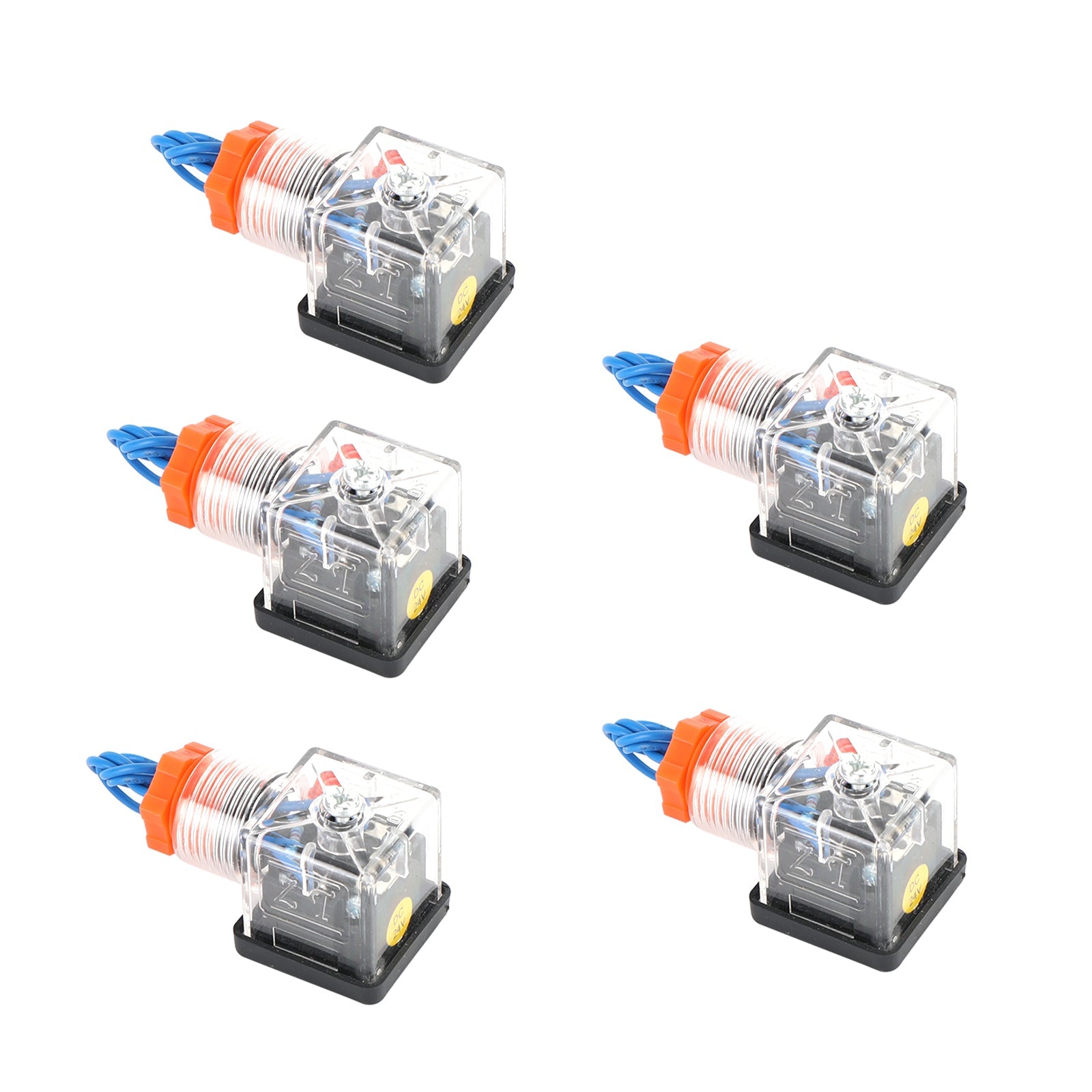 Bobina de válvula solenoide transparente, 5 uds., conector de enchufe de 4 pines, accesorios de voltaje