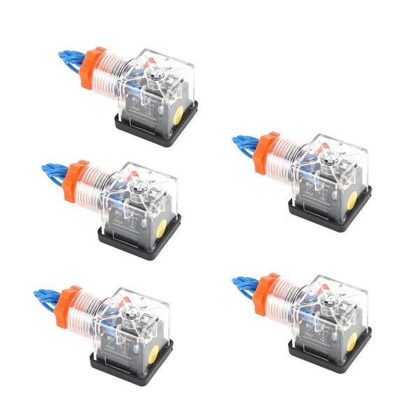 5Pcs Transparent Solenoid Valve Coil 4 Pin Plug Connector Voltage Accessories