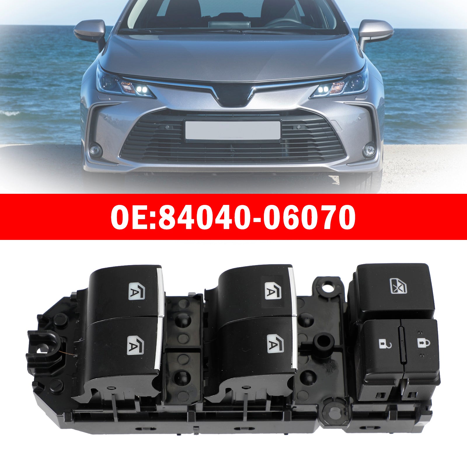 2018-2020 Toyota Camry Corolla C-HR 84040-06070 Interruptor del elevalunas eléctrico principal del lado del conductor