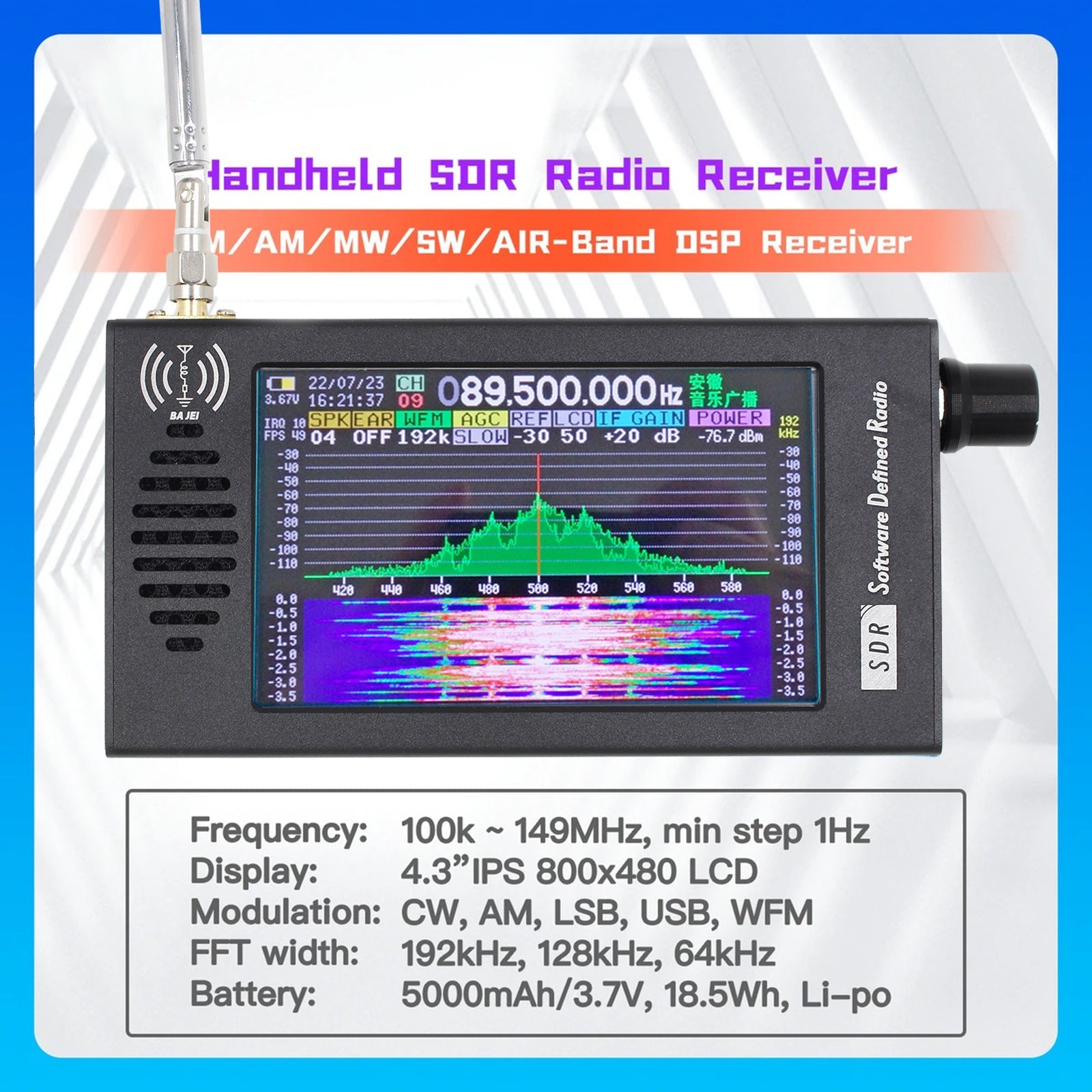 SDR Radio DSP Digital Demodulation Short Wave FM MW SSB CW HAM Radio Receiver