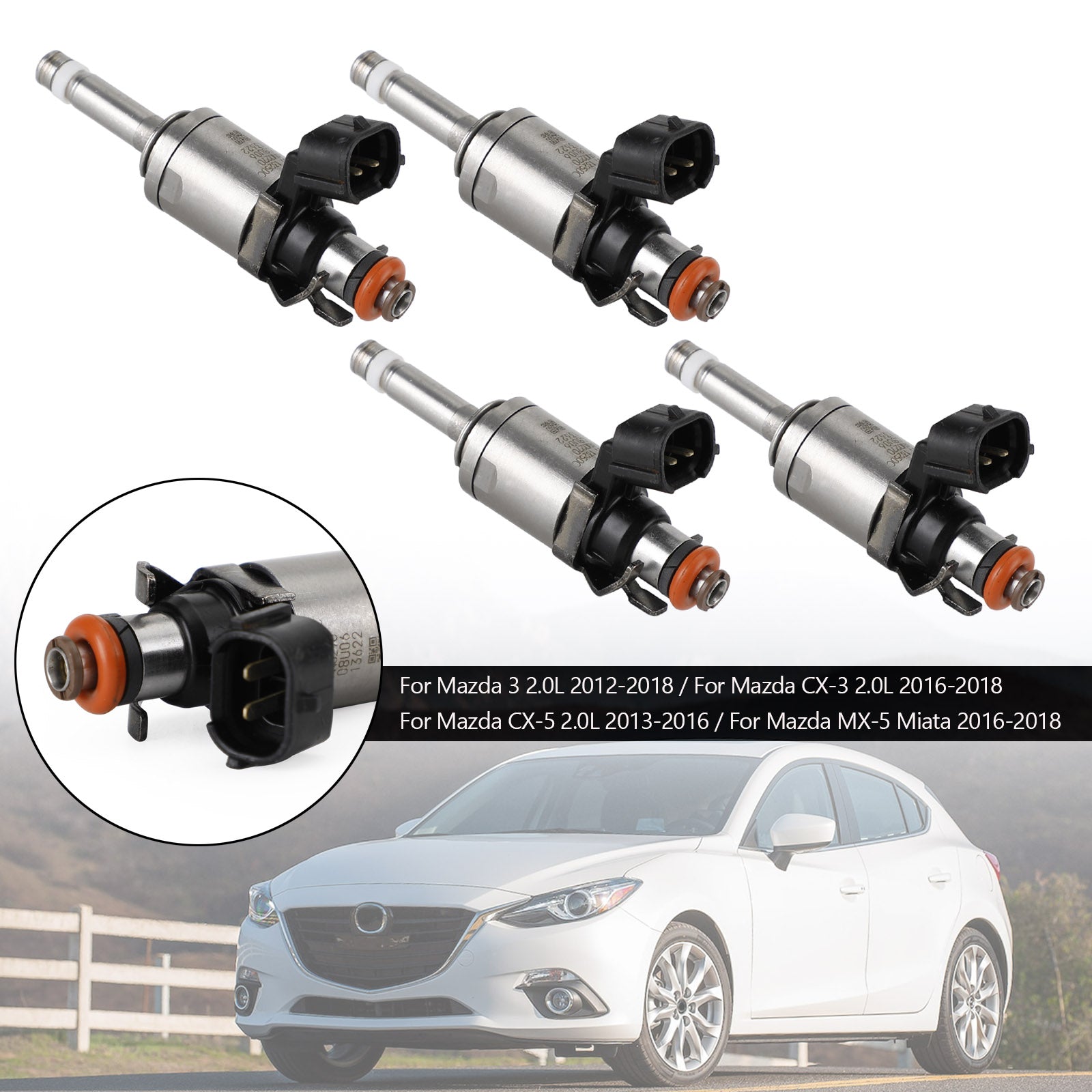 Mazda 3 CX-3 CX-5 2.0 2012-18 PE01-13250B 4PCS Fuel Injectors PE01-13-250