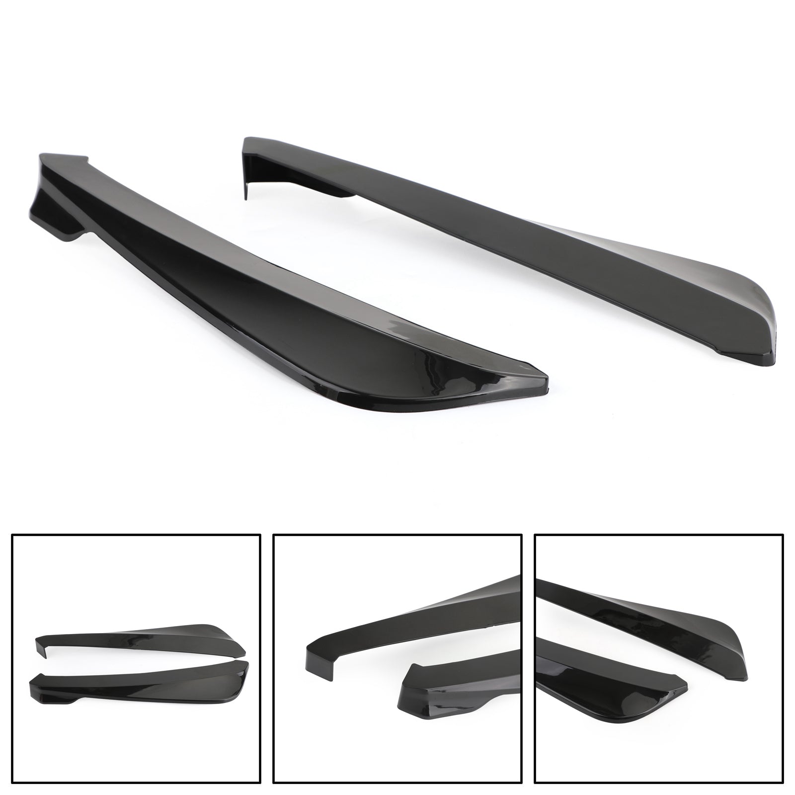 19" Car Rear Bumper Fin Canard Splitter Diffuser Valence Spoiler Lip Gloss Black Generic