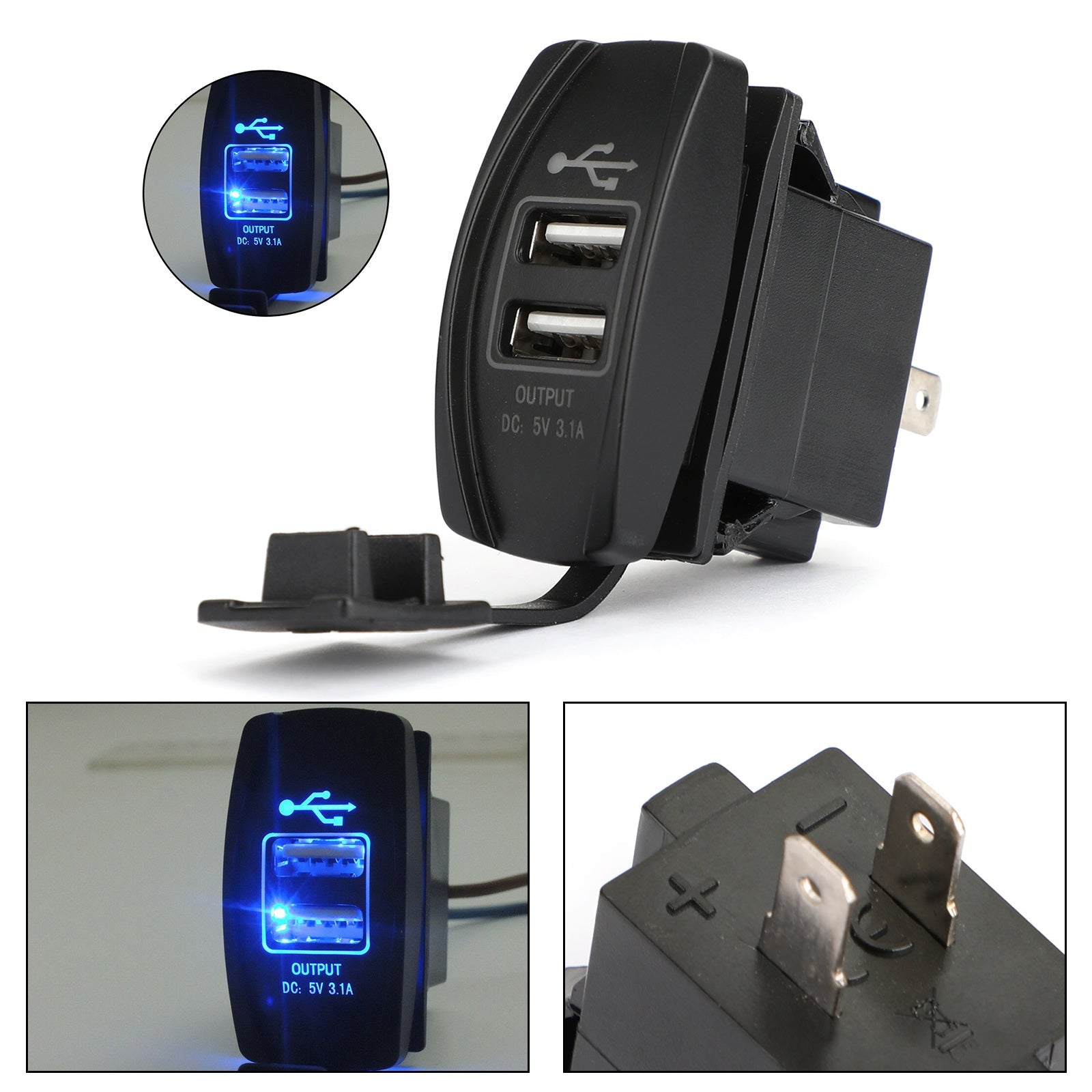 Dual USB Socket Charger for UTV Can Am Polaris RZR Ranger 900 1000 XP 750 Generic