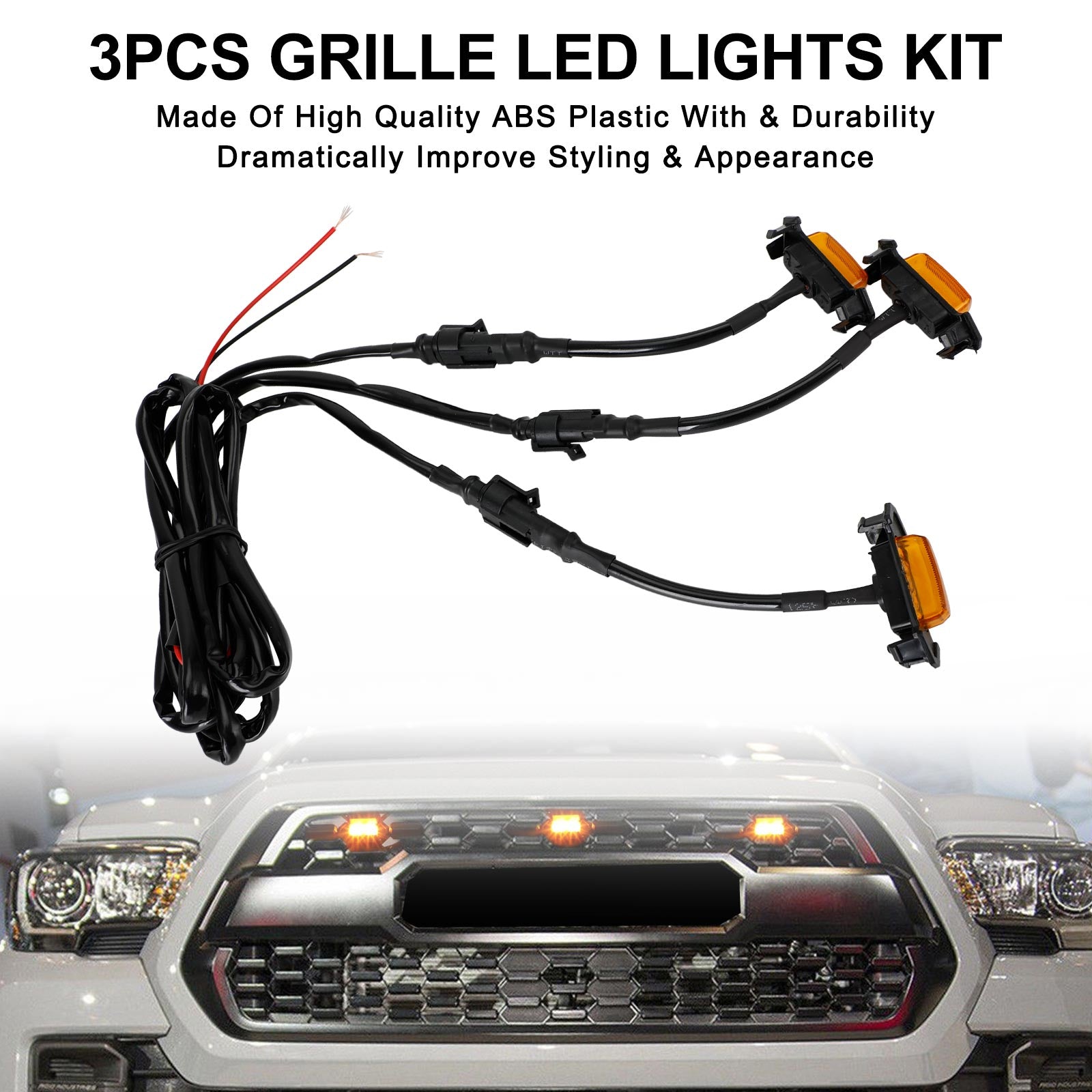 2001-2011 2016-2023 تويوتا تاكوما TRD PRO 3PCS غطاء المصد الأمامي مصبغة أضواء LED