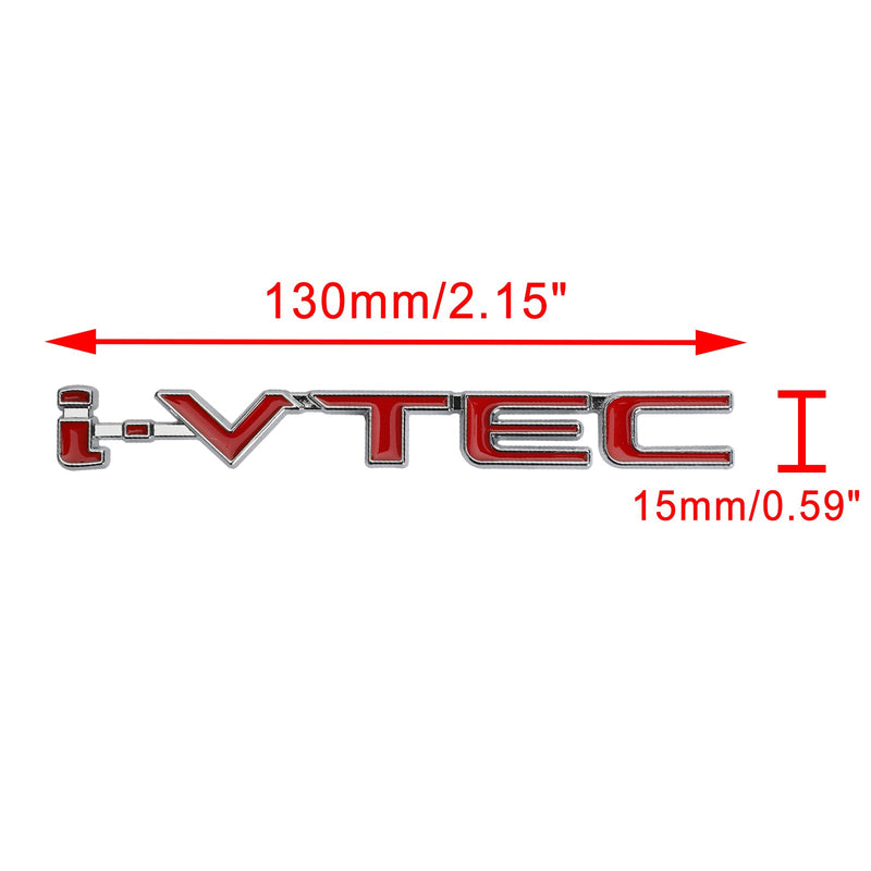 شارة معدنية ثلاثية الأبعاد i-VTEC لصندوق السيارة الخلفي Turbo Fender شعار شارة حمراء وفضية