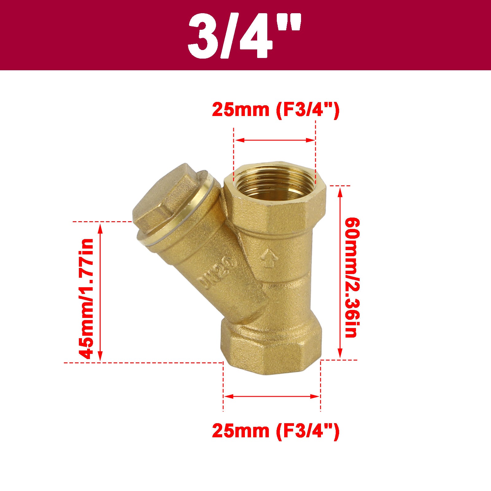 1/2"-1" NPT Thread Y Shaped Brass Strainer Filter Valve Connector For Water Oil