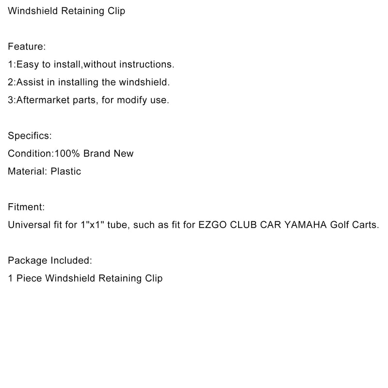 Clip de retención de parabrisas de carrito de golf apto para EZGO CLUB CAR YAMAHA Generic