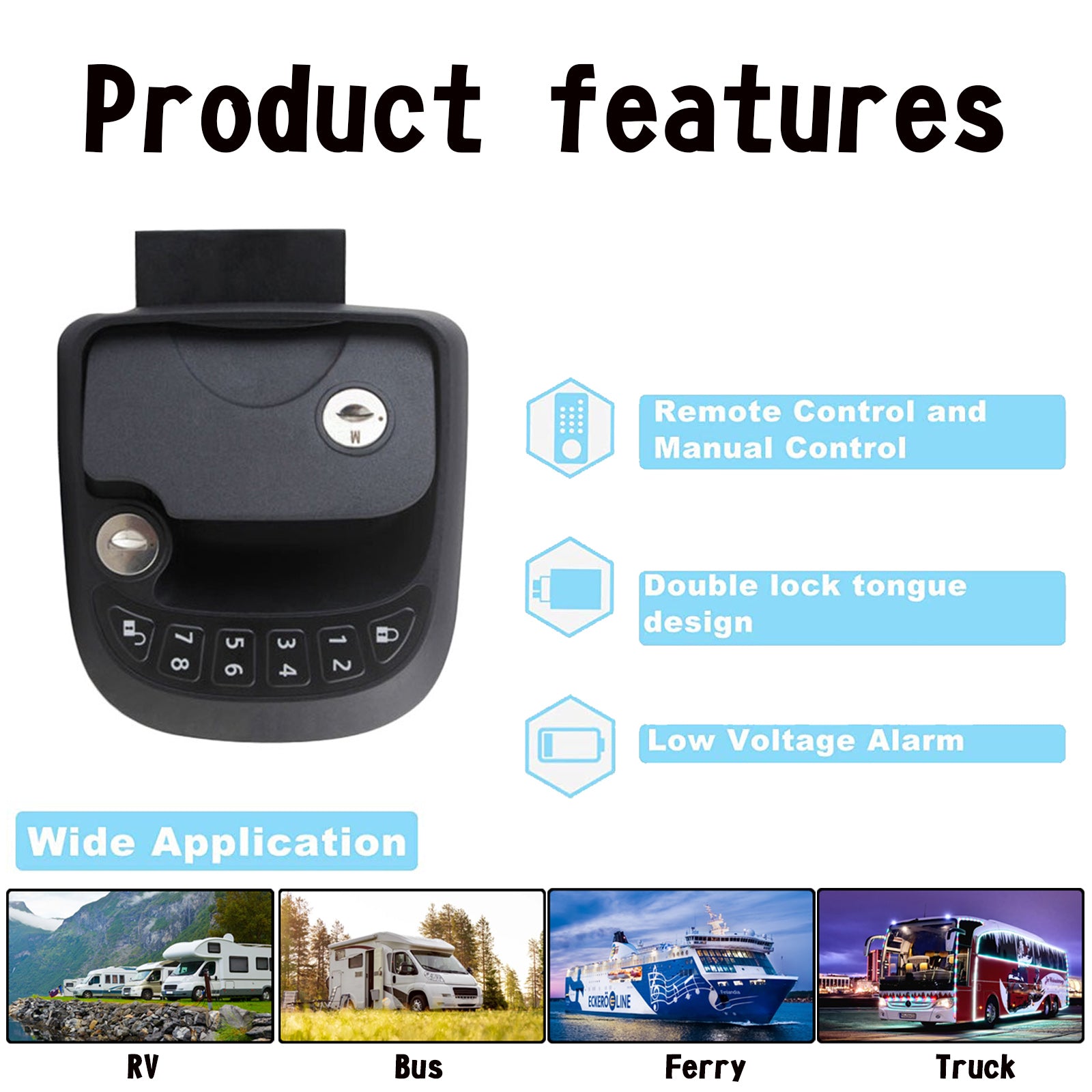 RV Lock Key Compact Keyless Entry Keypad السفينة مقطورة مع ملحقات قفل عن بعد