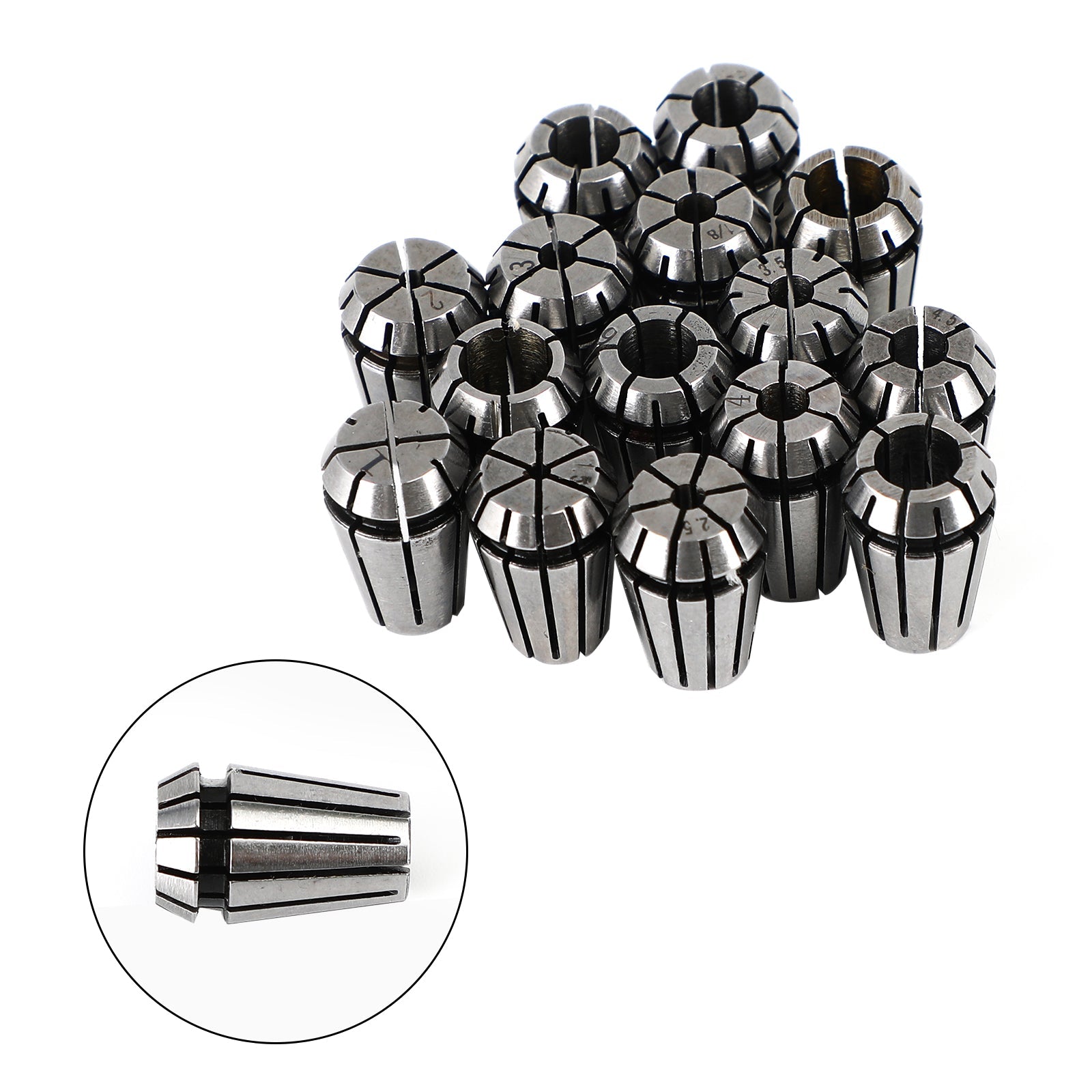 15Pcs ER11 Spring Collet 1/16"-3/4" For CNC Milling Lathe Tool Workholding