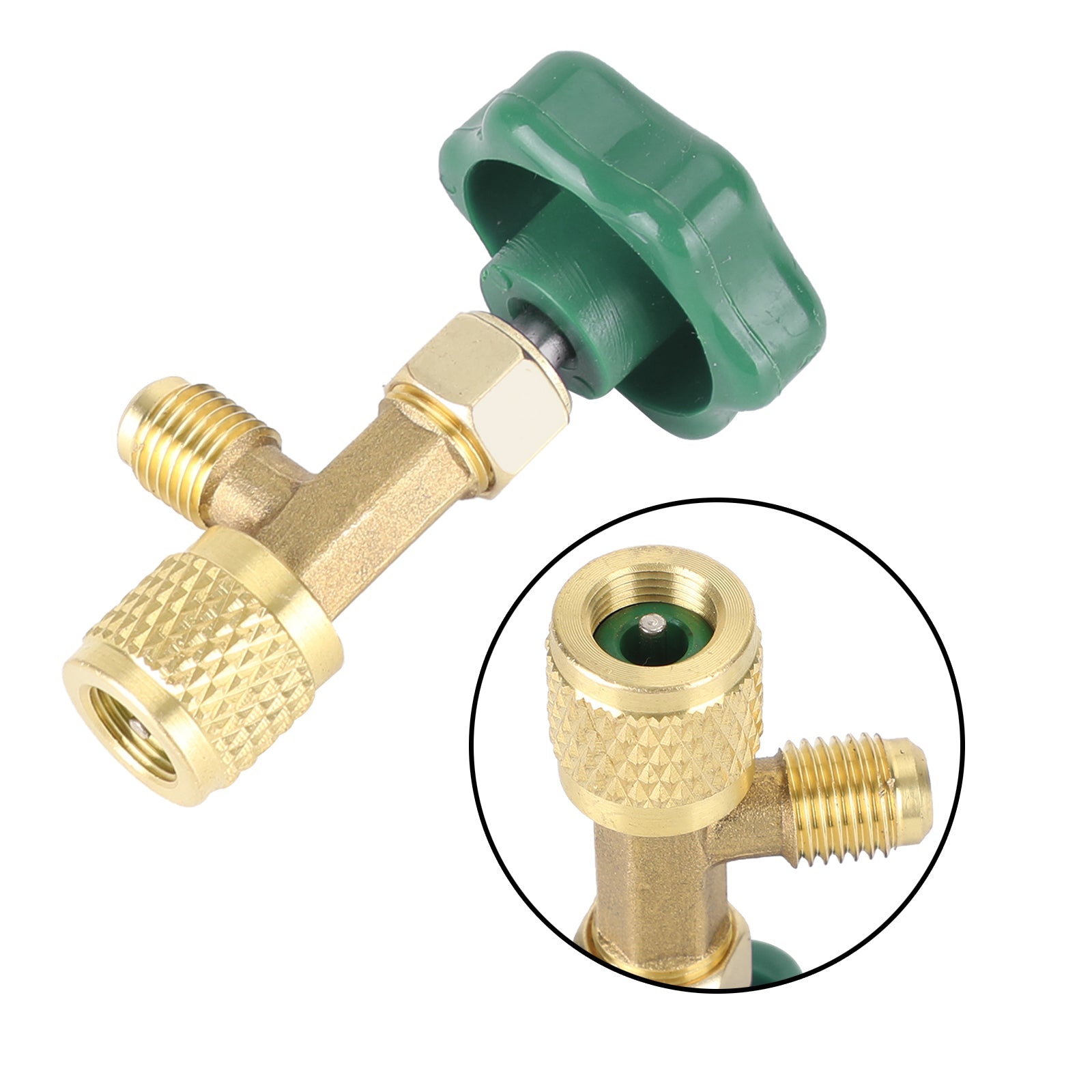 For R22 R134A R410A Gas Refrigerant Ac Can Tap Valve Bottle Opener 1/4Sae Green