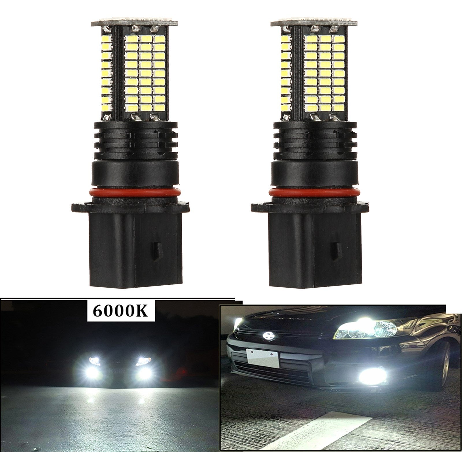 2PCS LED Headlight Driving Light Fog Light Lamp 6000K White Bright Generic