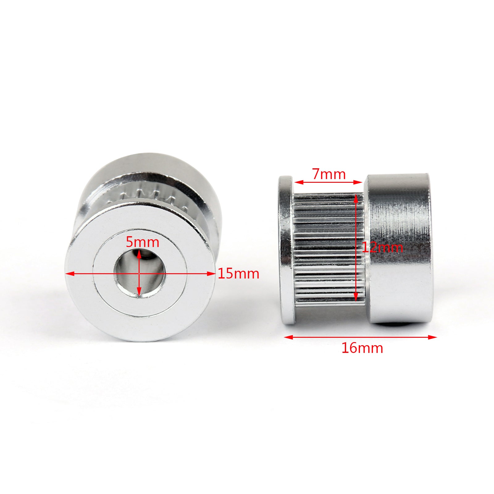 2 uds GT2 20T 5mm diámetro polea de correa dentada de aluminio para piezas de impresora 3D