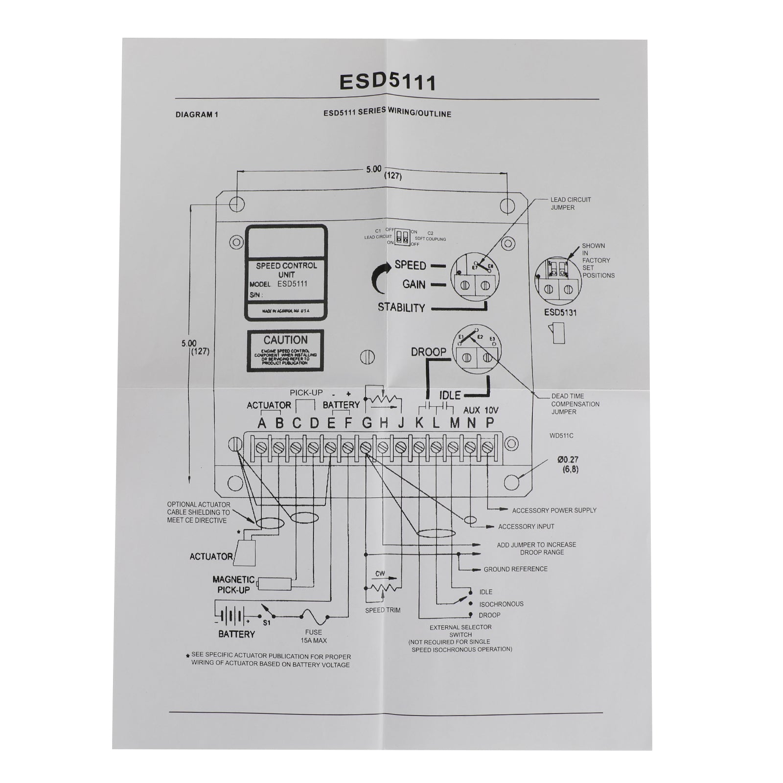 ESD5111 محافظ وحدة التحكم في سرعة المحرك الإلكتروني لأجزاء مجموعة المولدات