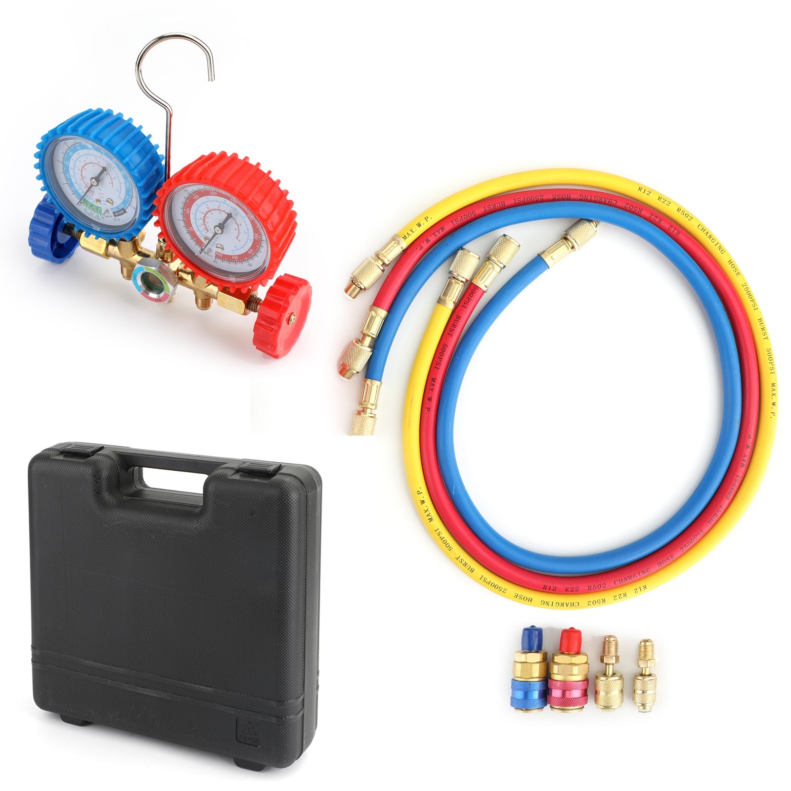 R410A R22 Manifold Gauge Set AC A/C Color Hose Air Conditioner HVAC 66"