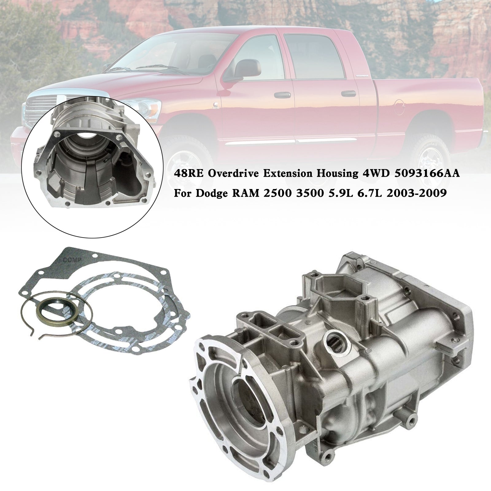 RAM 2500 3500 5.9L 6.7L 03-09 48RE Carcasa de extensión de sobremarcha 4WD 5093166AA