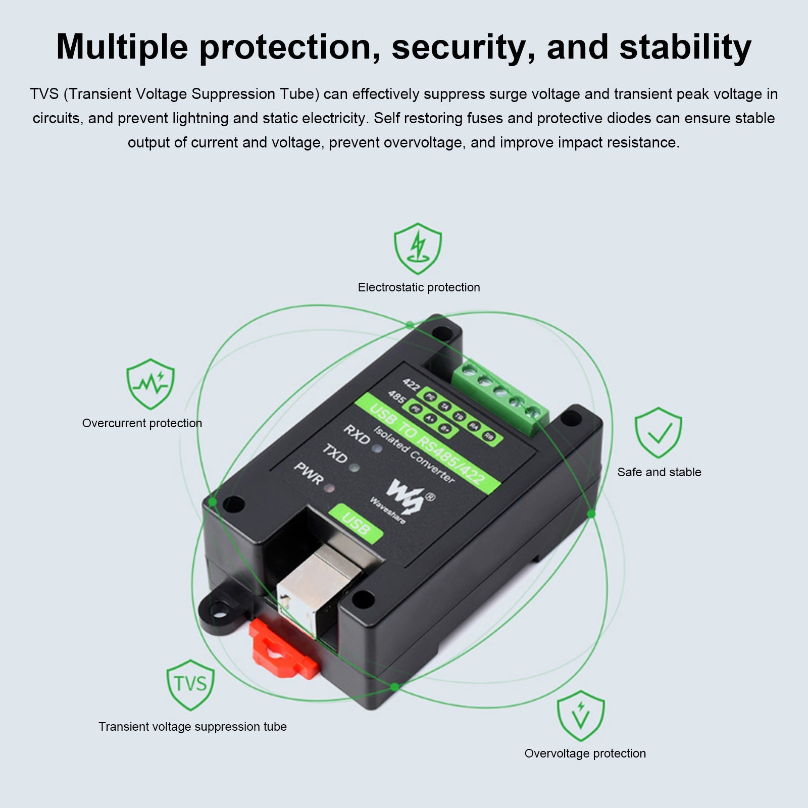 محول USB معزول من الدرجة الصناعية إلى دوائر حماية متعددة RS485/RS422