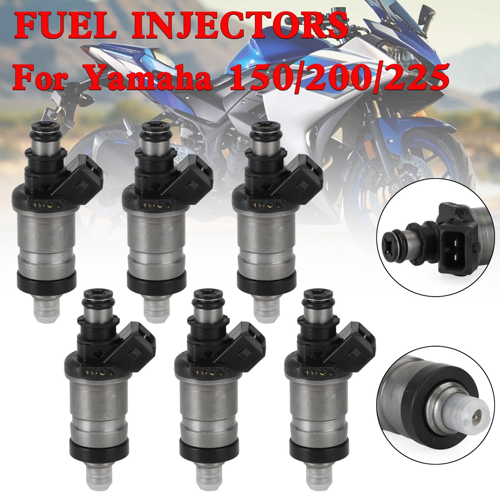 6PCS Yamaha 150/200/225 HP 2 Stroke Fuel Injector 65L-13761-00-00