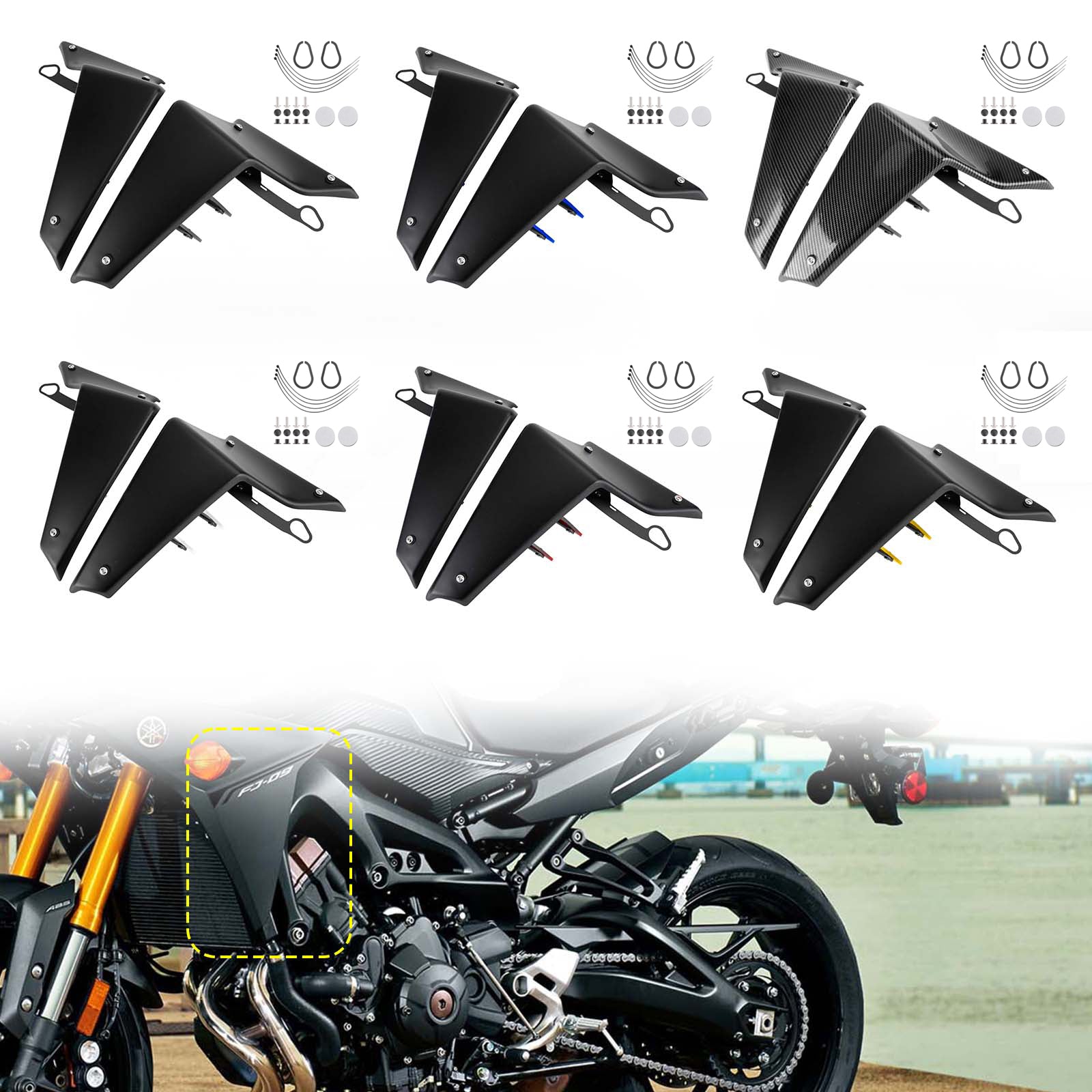 2021-2022 Yamaha MT-09 SP FZ09 Alerones laterales Deflector aerodinámico de ala